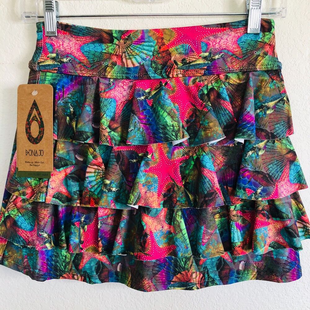 Dona Jo Shakira Skort Sea Star Ruffle Tennis Golf Skirt /Shorts Size Small 1